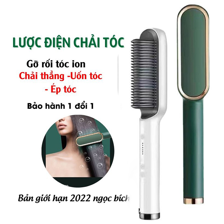 Lược Chải Tóc Nhiệt Tạo Kiểu Chuyên Nghiệp Tác Dụng Uốn - Duỗi - Ép Tóc - Bảo Vệ Tóc Không Gây Xơ Rối