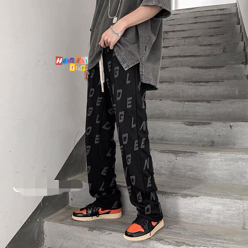 Quần Jogger 3D Ulzzang Unisex Jogger Chữ Cái Dây Rút Lai Ống Rộng V2 - MM