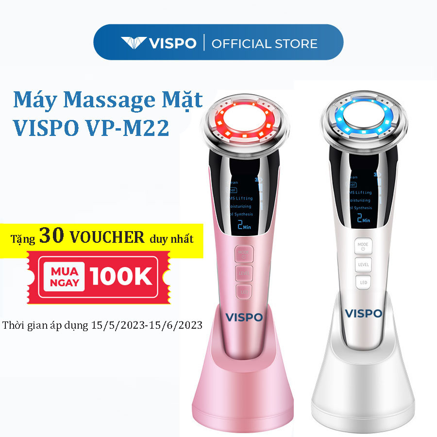 Máy Massage Mặt Làm Đẹp VISPO VP-CM23 - Máy Massage 5IN1 Photon Nóng Và Lạnh EMS Săn Chắc Da , Làm Sạch Và Tăng Hấp Thụ Dưỡng Chất, Khóa Ẩm Cho Da Bằng Công Nghệ Hiện Đại