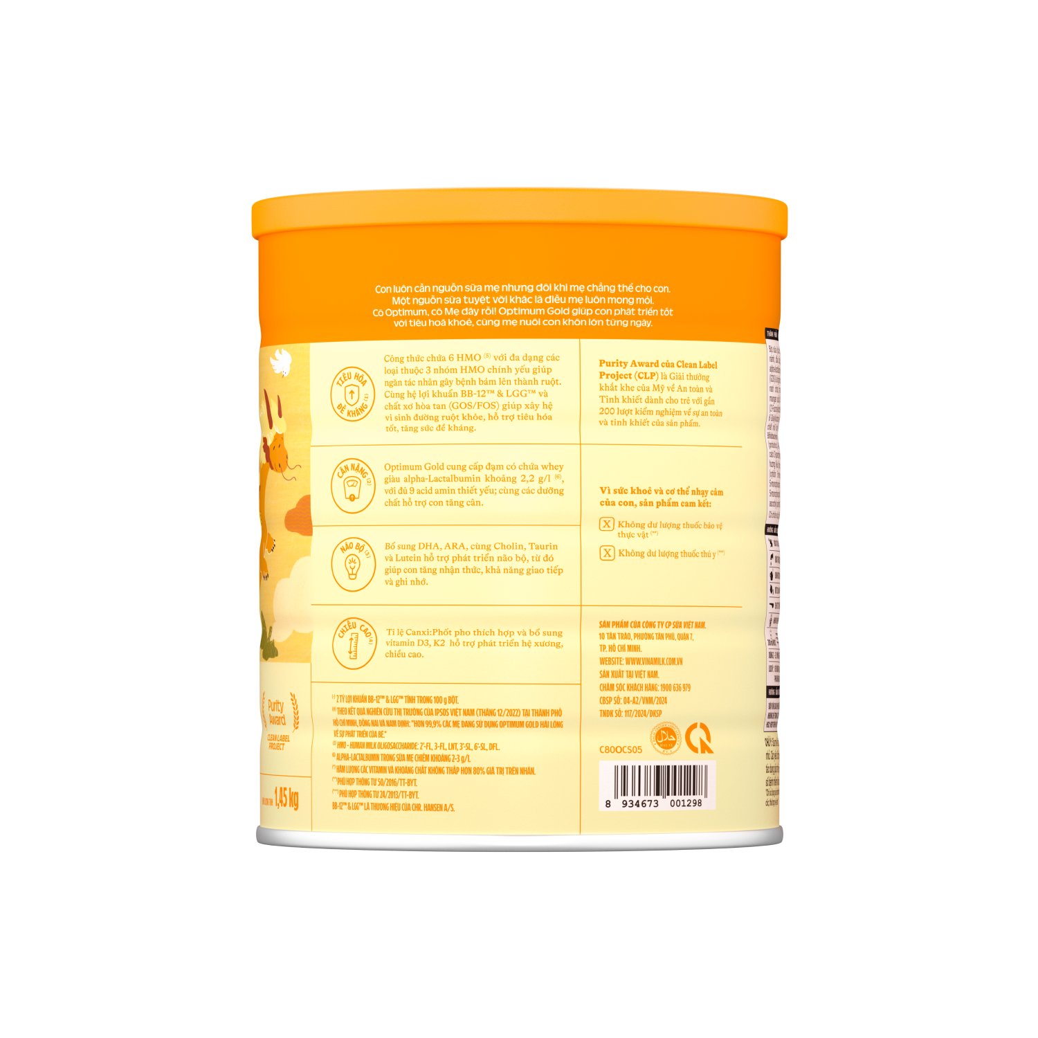 SỮA BỘT OPTIMUM GOLD 3 1450G (CHO TRẺ TỪ 1 - 2 TUỔI)