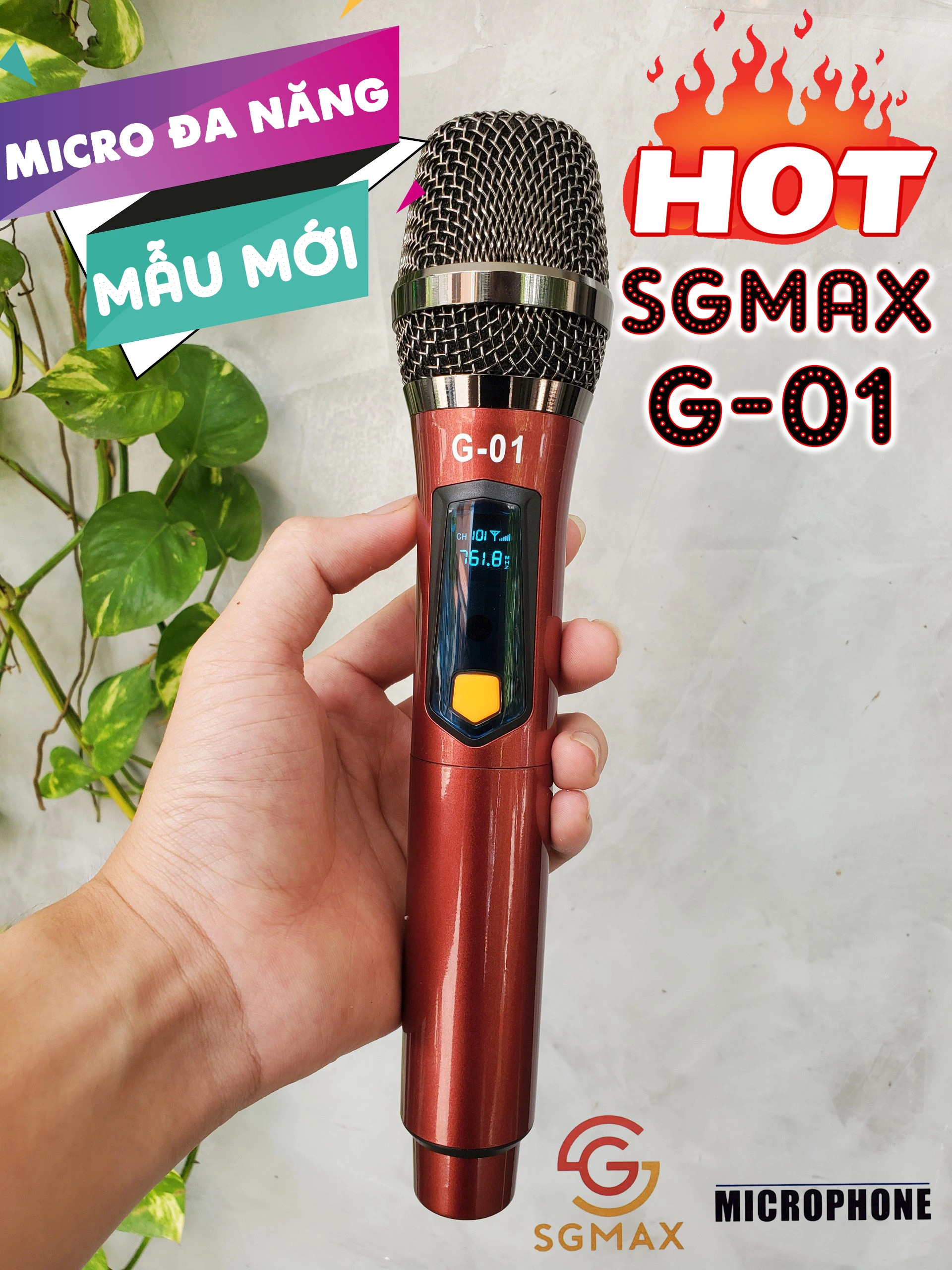 [XÃ KHO] Micro Không Dây SGMAX G01,Mẫu Mới,Chuyên Dùng Cho karaoke Hát Nhẹ. Thiết kế chắc chắn, tỉ mỉ, chức năng hiện đại