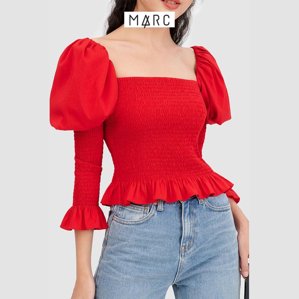 Áo kiểu nữ MARC FASHION tay dài phồng vai nhấn smocking