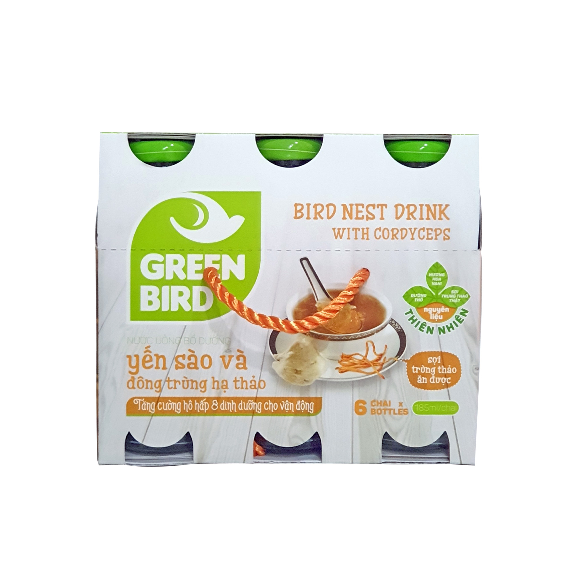 Lốc Green Bird - Nước Uống Bổ Dưỡng Yến Sào Và Đông Trùng Hạ Thảo - (6chai*185ml)