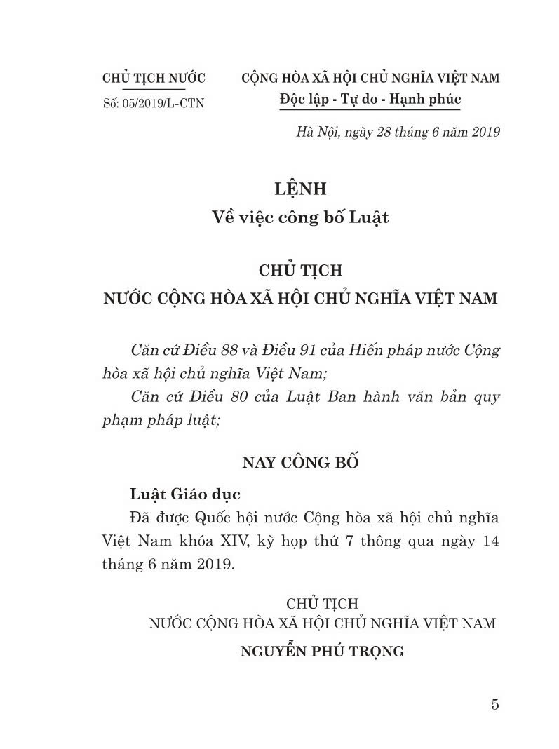 Luật giáo dục năm 2019 - bản in 2024