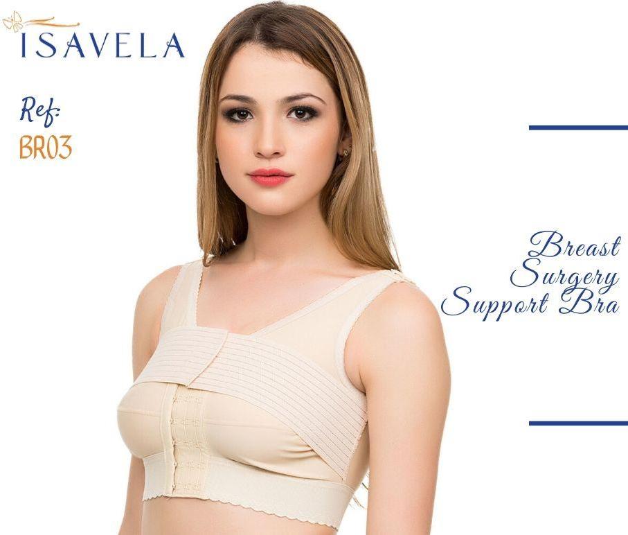 ISAVELA BR03 - Áo ngực định hình sau phẫu thuật, có dải đai ổn định ngực liền áo - Sử dụng hiệu quả sau nâng ngực