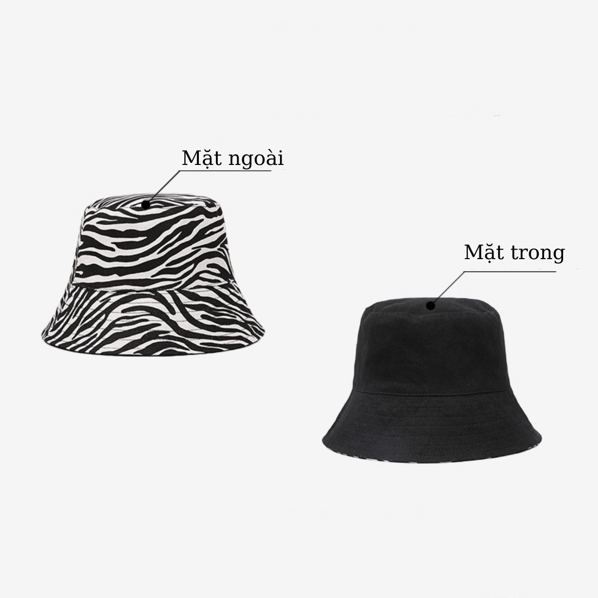Mũ vành nữ thời trang, nón vành rộng họa tiết sọc 2 mặt tiện lợi