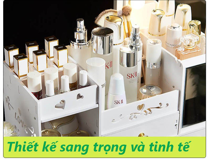 Kệ Đựng Mỹ Phẩm, Trang Sức VinBuy, Kệ Gỗ Cao Cấp VBK01-02 (Có Kèm Gương) – Hàng Chính Hãng