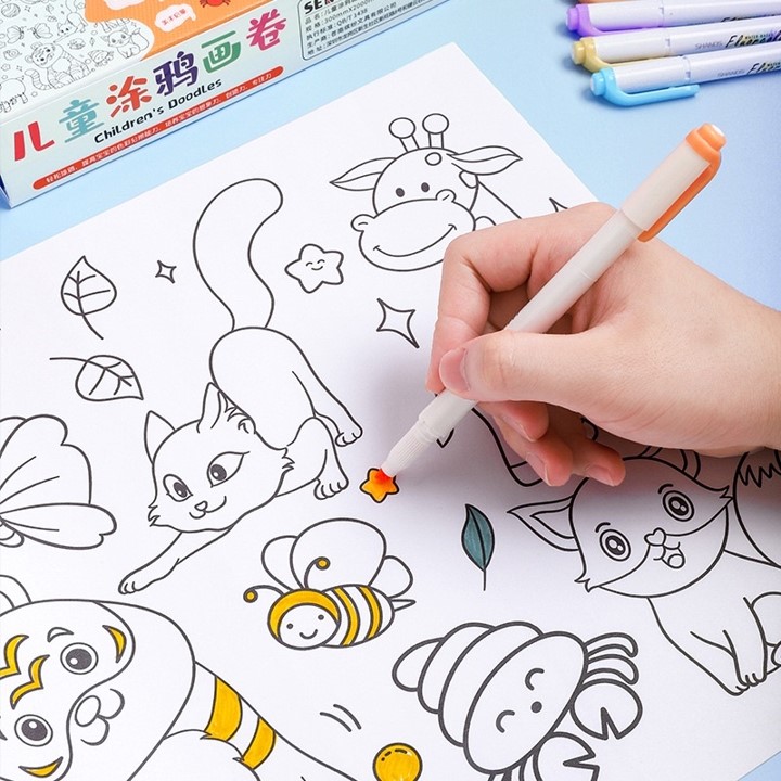 Cuộn tranh tô màu khổ lớn dài 3m, rộng 30cm : Graffiti scroll for children. Decan dán tường, cắt dán sticker cho bé