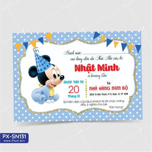 Thiệp thôi nôi – sinh nhật Pluxi bé Trai tuổi Chuột PX_SN131
