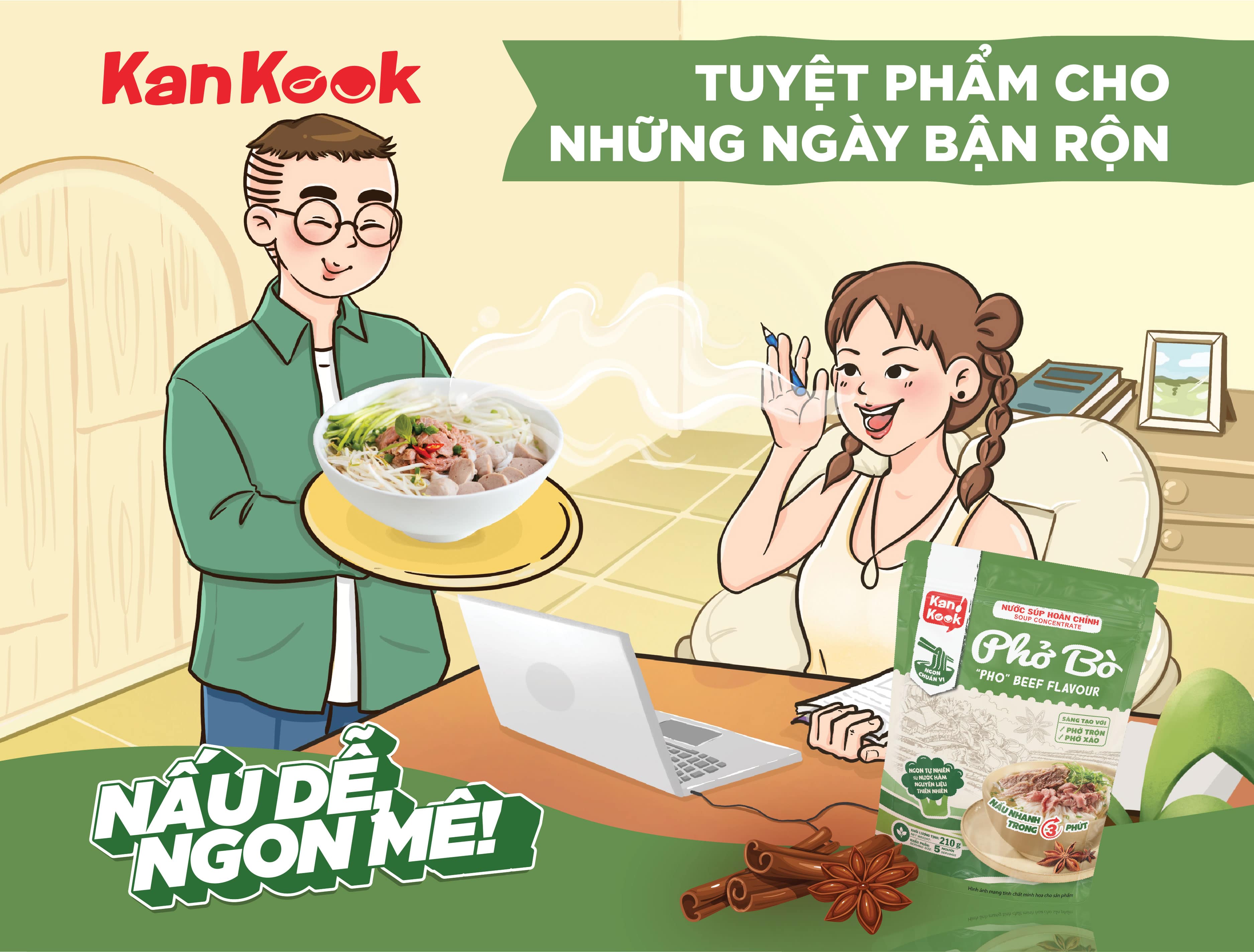Nước Cốt Cô Đặc Vị Phở Bò KanKook Gói 210g Nấu/Trộn Ăn Liền Gia Vị Hoàn Chỉnh Chuẩn Vị Phở Sài Gòn