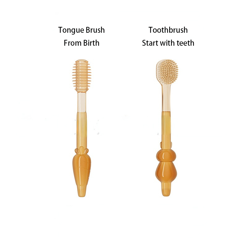 Bộ Rơ Lưỡi Silicon Bàn Chải Đánh Răng Silicon Chống Tưa Lưỡi Nấm Lưỡi Rưa Lưỡi Mềm Mại Cho Bé Từ 0-18 Tháng
