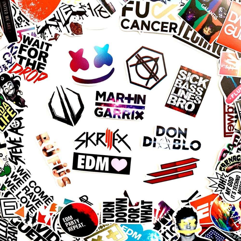 50 Sticker EDM (2020) Hình Dán Chủ Đề Âm Nhạc Điện Tử Remix Dubstep Chống Nước Decal Chất Lượng Cao Trang Trí