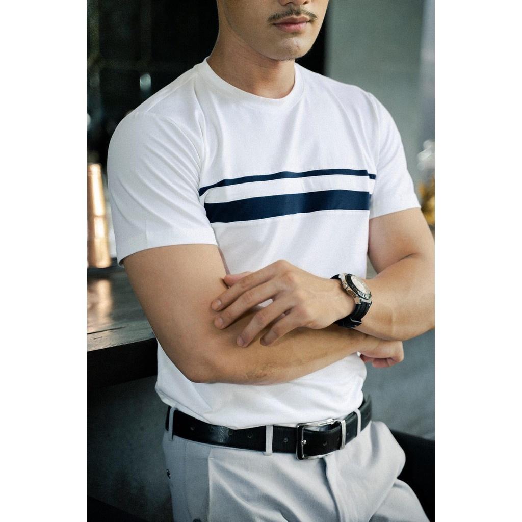 Áo Thun Nam Trắng Sọc Đen