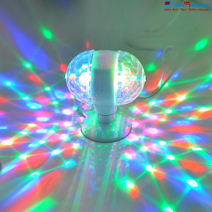 Bộ 2 Đèn LED 7 màu trang trí Sunha, led vũ trường LED xoay 2 đầu 7 màu sân khấu chớp theo nhạc, đèn trang trí,SUNHA