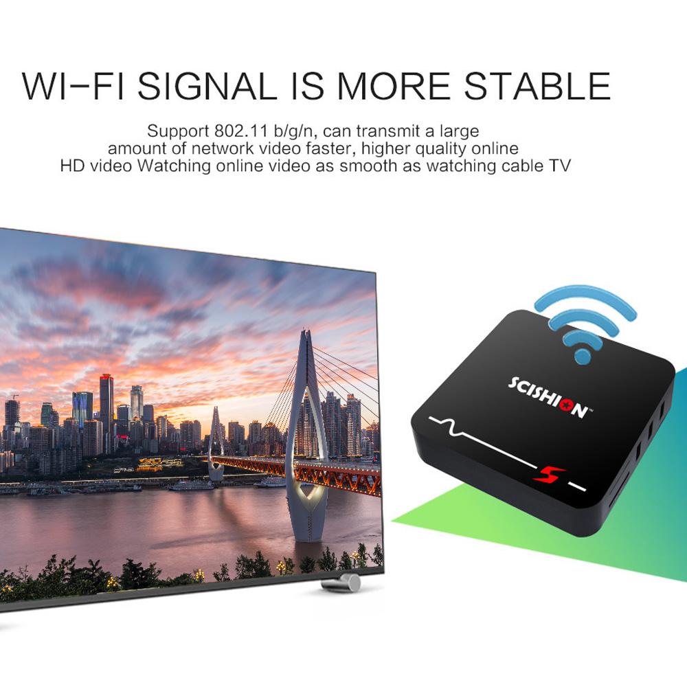 TV Box thông minh SCISHION S Smart Android 8.1, RK3229 Quad-core hỗ trợ Tìm kiếm bằng giọng nói 4K UHD H.265 VP9