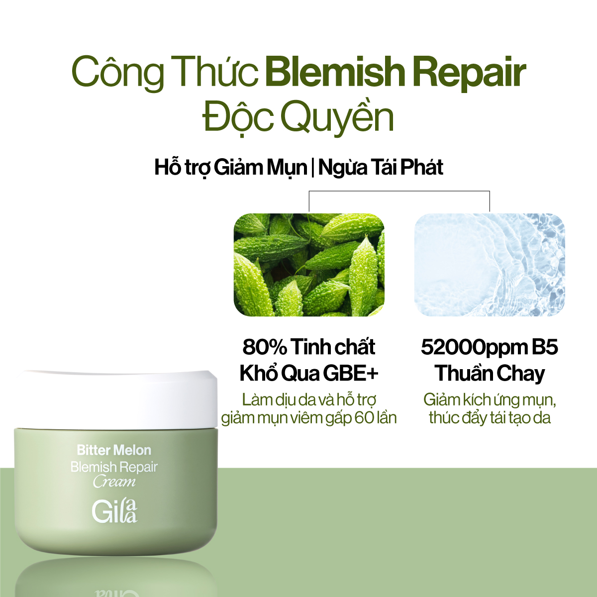 Kem Dưỡng Khổ Qua + B5 Gilaa Blemish Repair giúp Phục Hồi Giảm Mụn 50ml