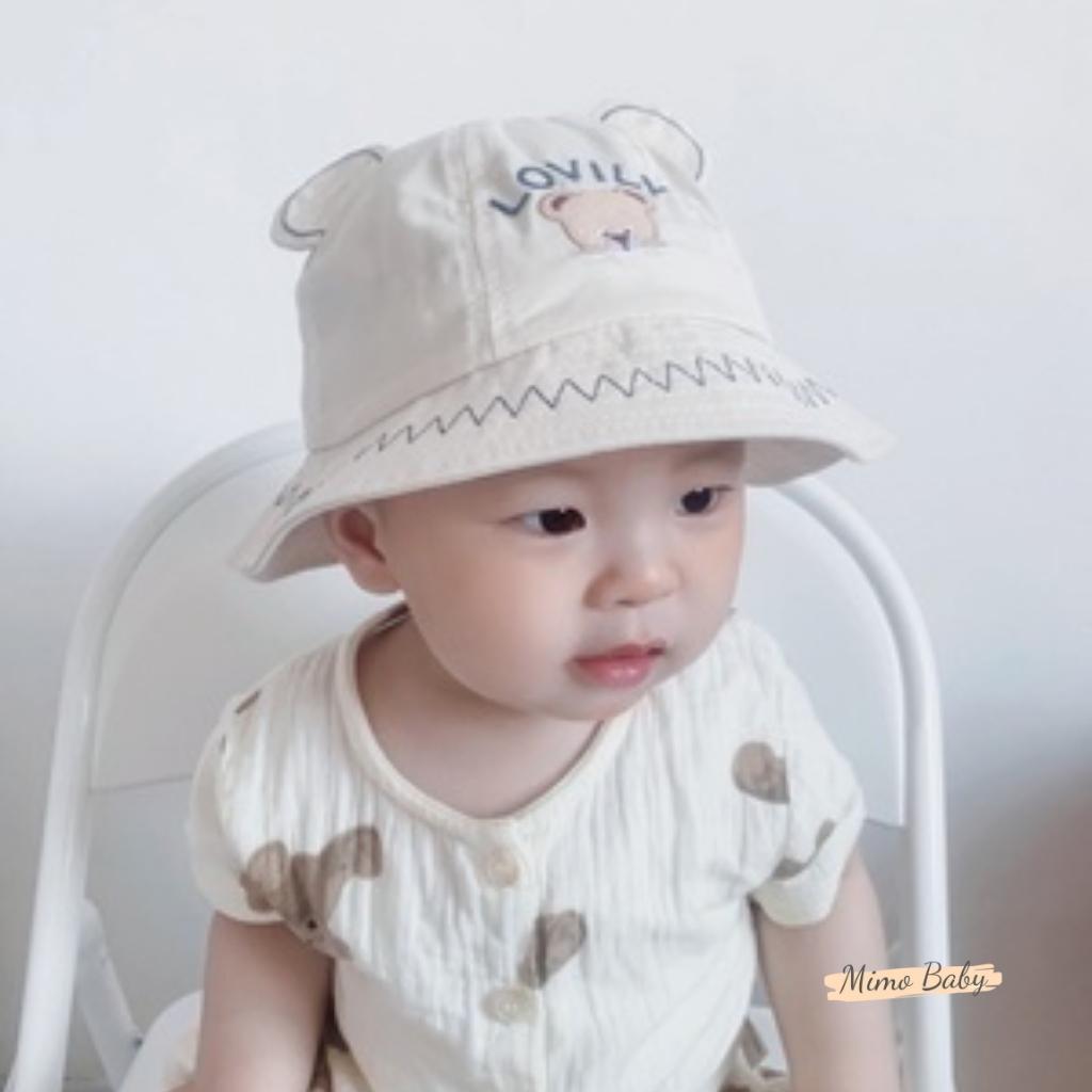Mũ bucket tai gấu in chữ lovily đáng yêu cho bé MH143 Mimo Baby