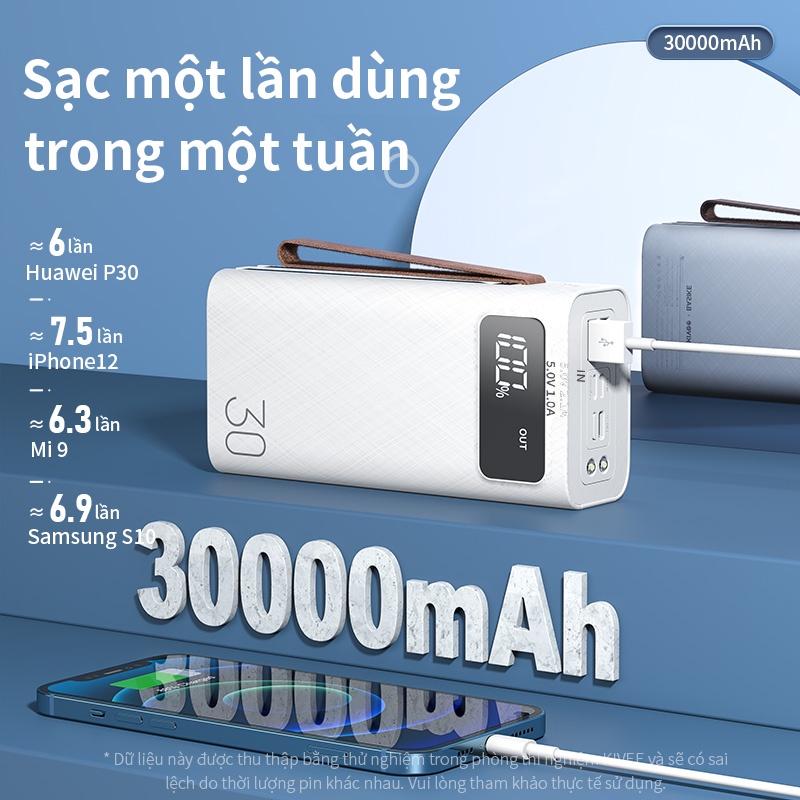 Sạc dự phòng 30000mAh BASIKE PT302P có Cáp Sạc, đèn pin, giá đỡ điện thoại, dây buộc cho iPhone Huawei Samsung-Hàng chính hãng