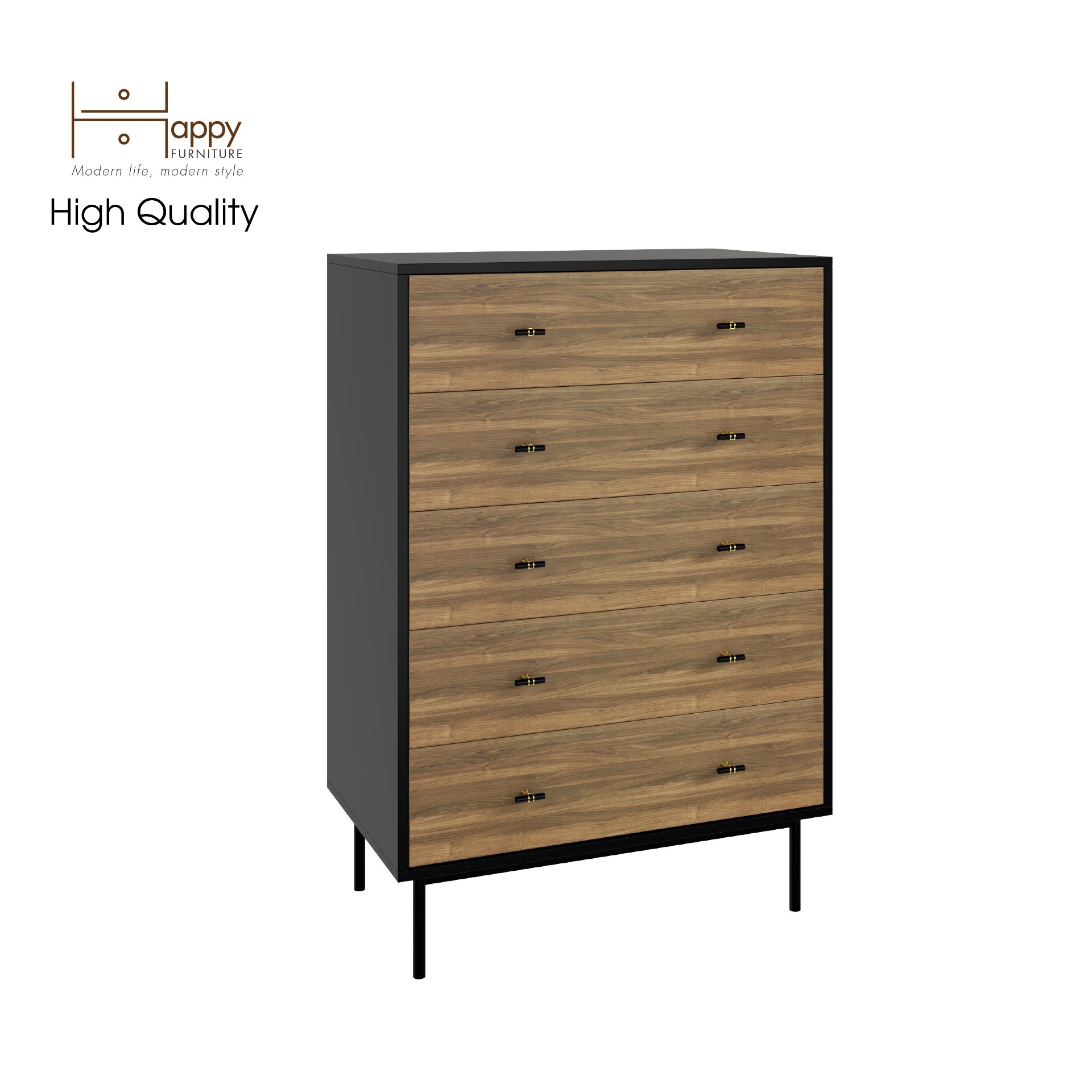 [Happy Home Furniture] BECKY, Tủ đựng đồ 5 ngăn - chân sắt ,  80cm x 50cm x 118cm ( DxRxC), THK_031