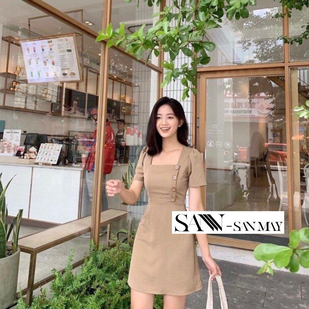 Đầm Cổ Vuông Body SANMAY Váy Dự Tiệc Cưới Sang Trọng Ôm Dáng Hàn Quốc, Phù Hợp Công Sở, Thiết Kế Màu Trắng Đen Kem VD012
