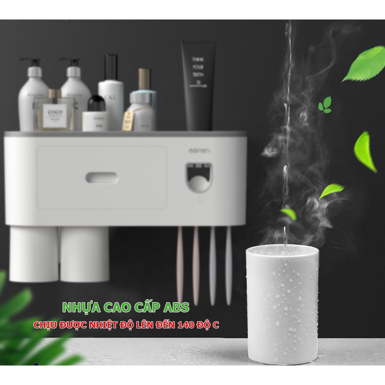 Bộ Nhả Kem Đánh Răng Tự Động, Kệ Để Đồ Phòng Tắm Cao Cấp, Bộ Nhả Kem 3 Cốc Treo Bàn Chải Đánh Răng
