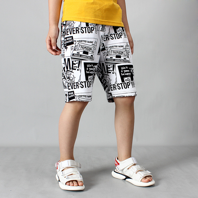 Quần thun trẻ em size đại TrueKids, Quần short thun cho bé trai phối chữ họa tiết