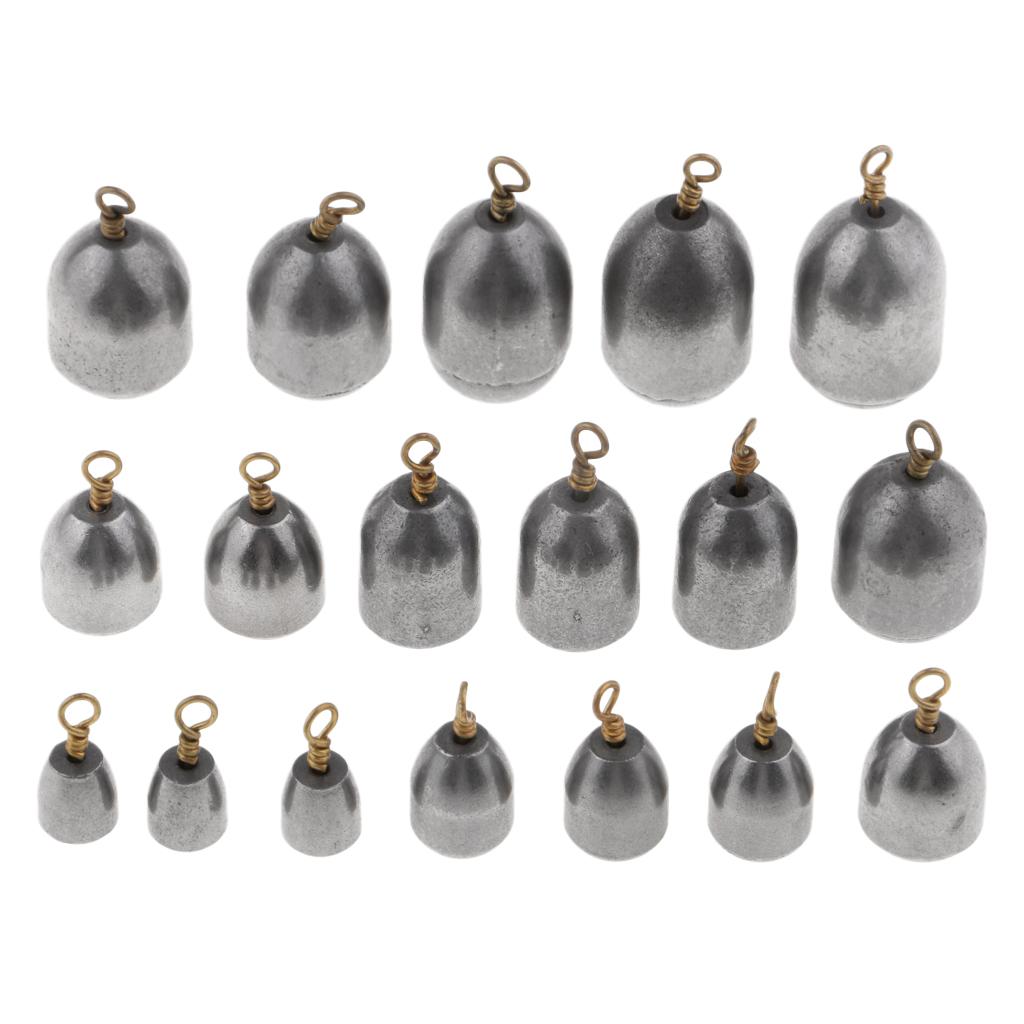 18pcs Mixed Size Iron Bank Sinker Fishing Weights Slip Sinker Fishing Tackle