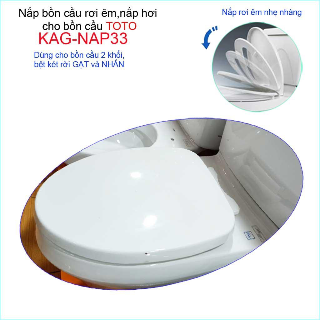 Nắp cho bàn cầu Toto KAG-NAP33 rơi êm, nắp hơi bồn cầu 2 khối, nắp đậy bồn cầu nhựa trắng dày-sáng bóng