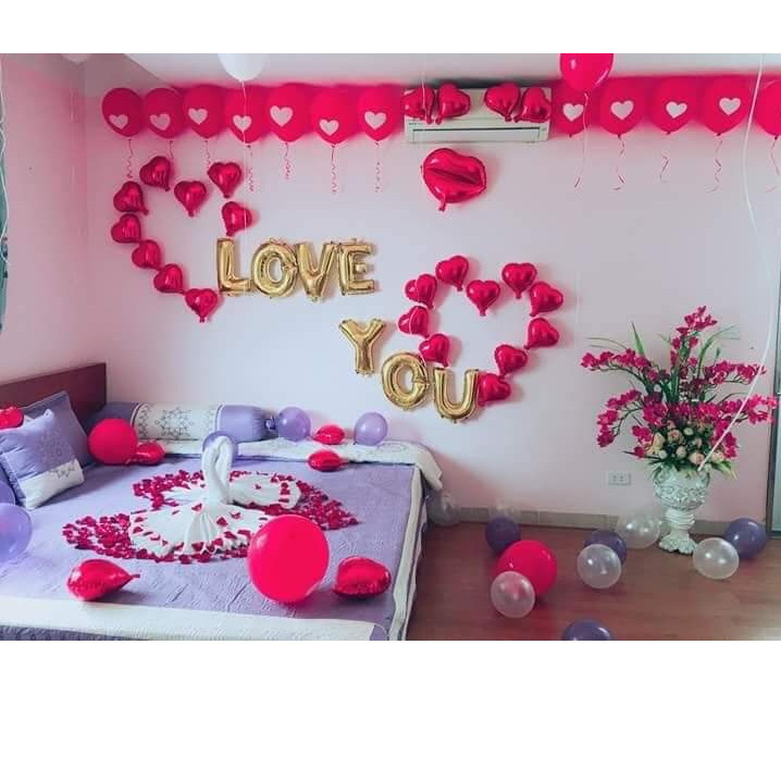 Set bóng i love you trang trí phòng cưới phòng tân hôn siêu lãng mạn