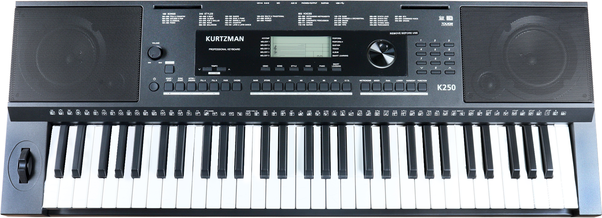 Đàn Organ điện tử/ Portable Keyboard - Kzm Kurtzman K250 - Perfect for Learning &amp; Performing - Màu đen (BL) - Hàng chính hãng