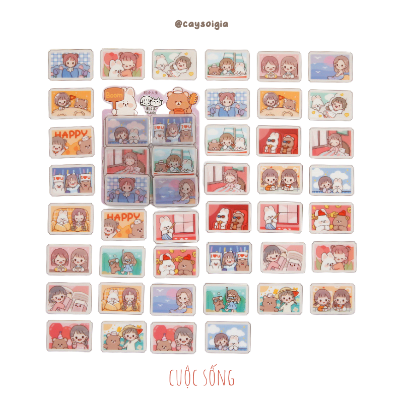 S57 - Set 20 stickers PET chống nước dễ thương Telado trang trí bình nước, đồ dùng học tập, sổ bullet journal