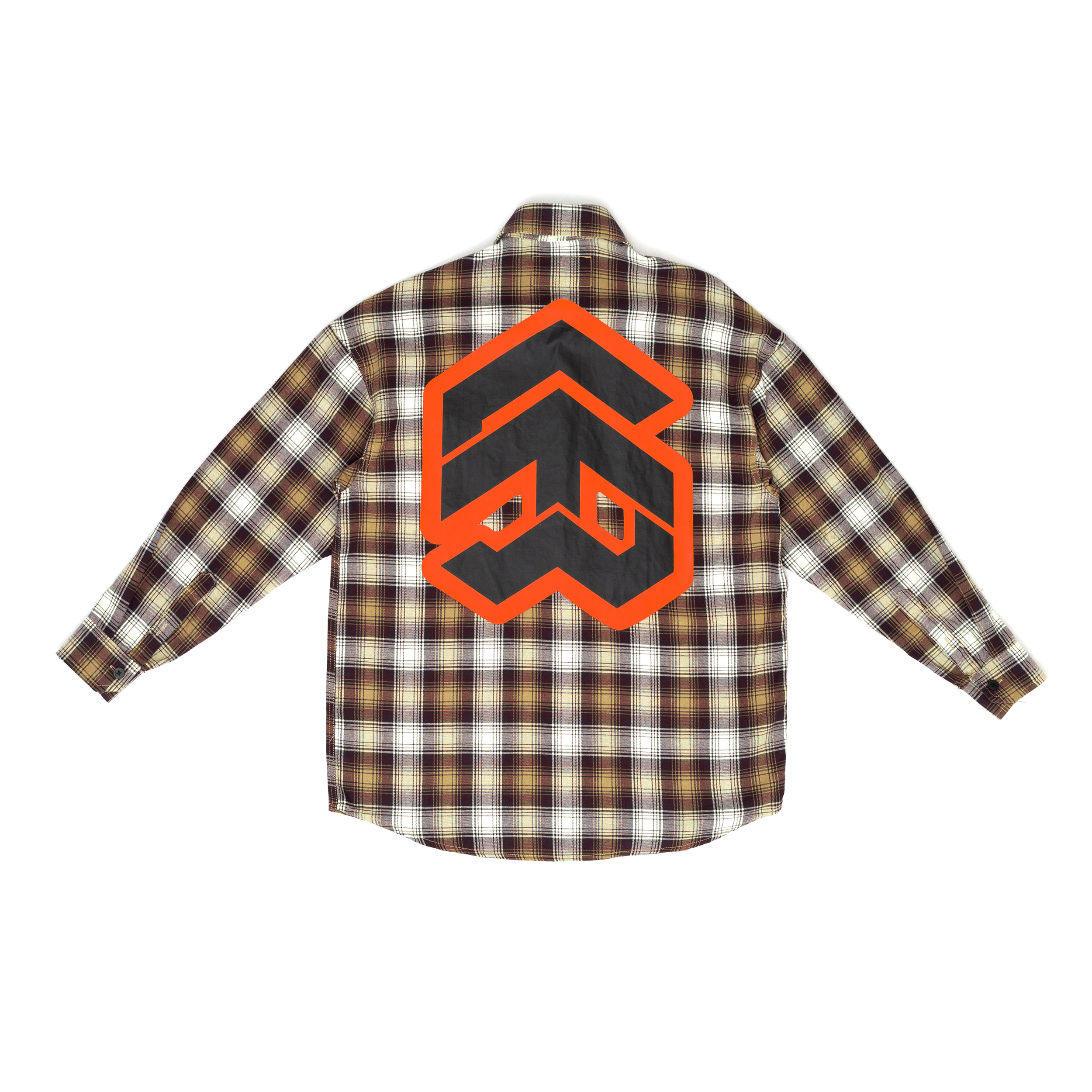 Áo Sơ Mi Flannel 5THEWAY Tay Dài Sọc Caro Tím Cam aka /stroke/ BIG LOGO FLANNEL SHIRT in PU/GR