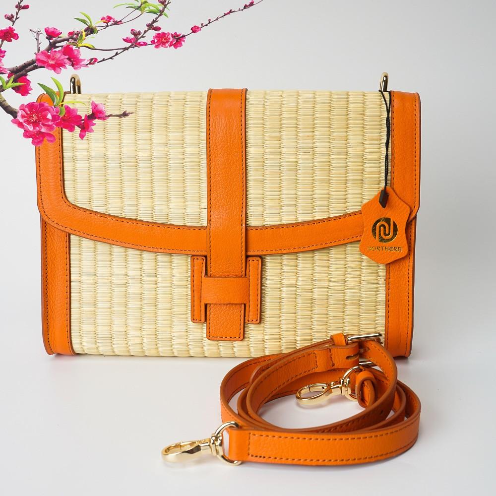 Túi cói thời trang màu cam NORD108