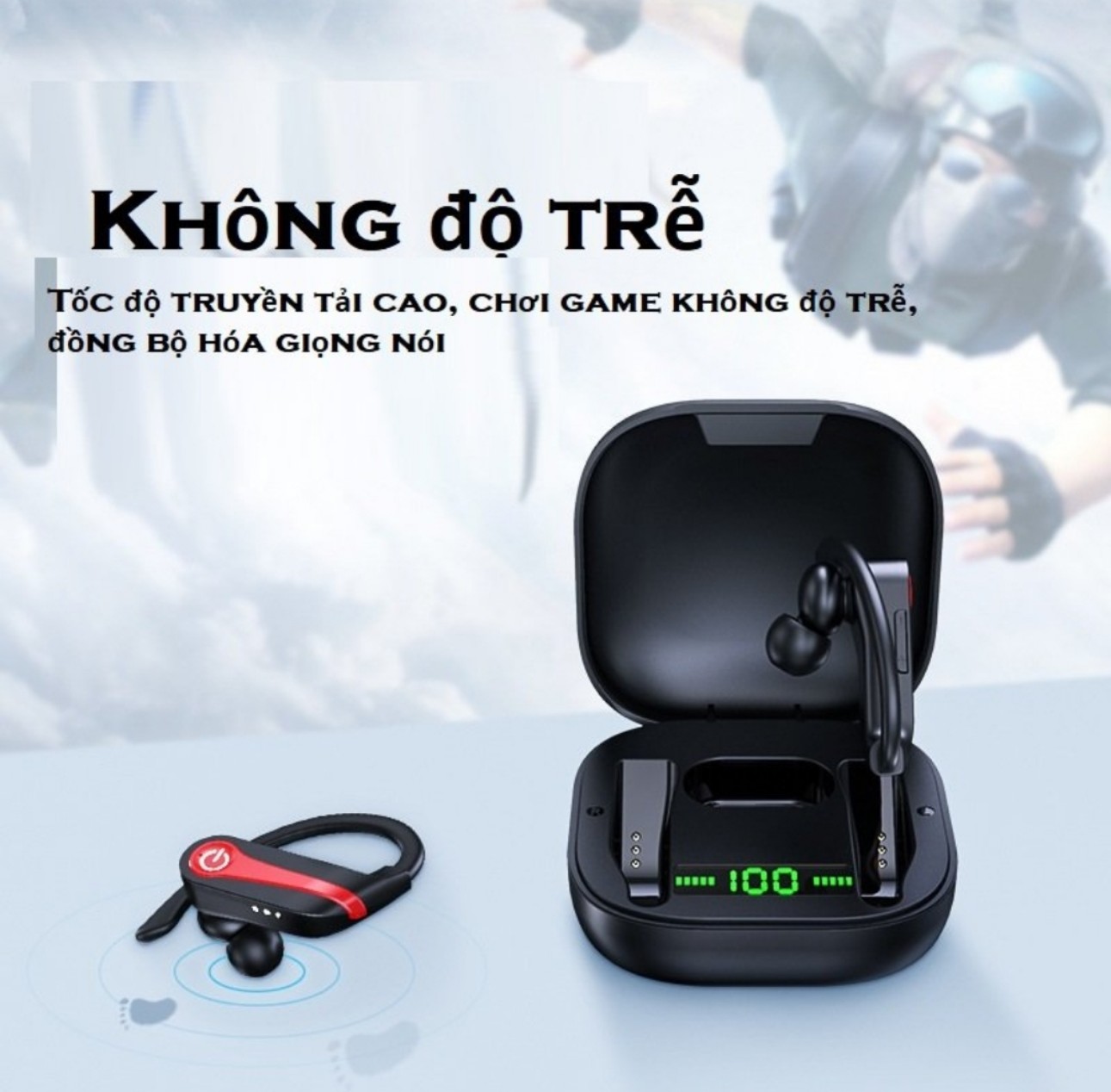 Tai Nghe Bluetooth 5.1 TWS Móc Tai Q20 Pro  Âm Thanh Nổi HiFi ,Chống Nước IPX7 , Chơi Game Không Độ Trễ , Dock sạc 950mAh