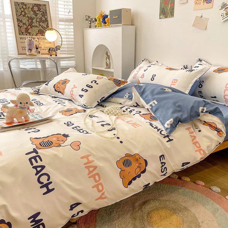 Bộ Chăn Ga Gối m6/m8/2m- Full SizeCotton 80% Vỏ Gối , Drap , Vỏ Chăn Hoạ Tiết Gấu Cute Tiệm Nhà Mêu Hàng Cao Cấp