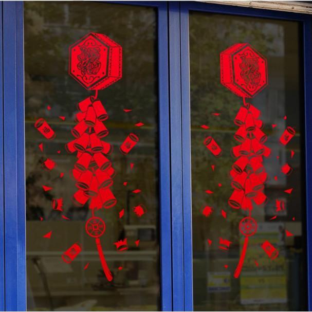 Decal trang trí tết - Hộp dây p.h.a.o nổ lớn đỏ