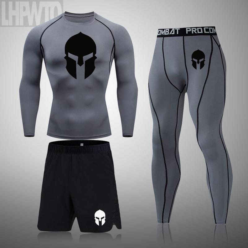 Chạy Bộ Nam Bộ Tập Gym Quần Legging Nhiệt Đồ Lót Spartan Nén Tập Thể Hình MMA Rashguard Nam Khô Nhanh Quần Theo Dõi Phù Hợp Với