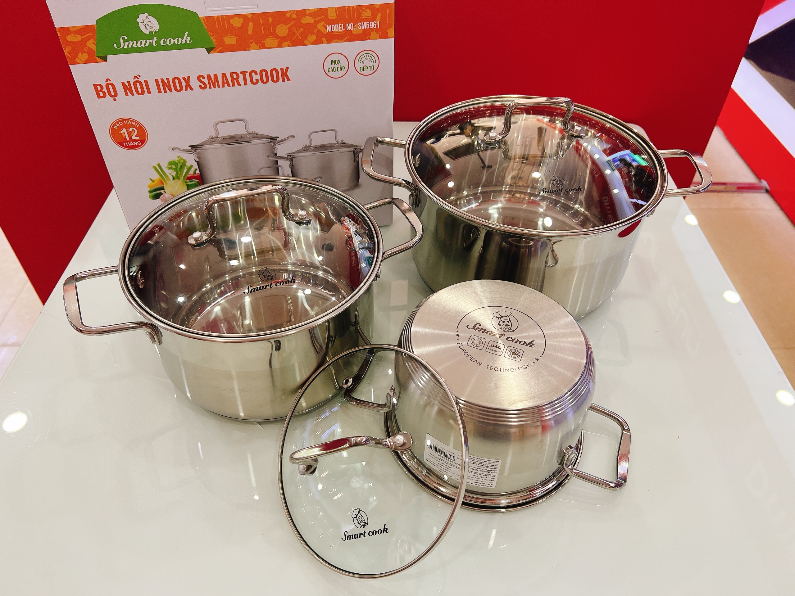 Bộ nồi Inox Smartcook 5961 3 chiếc cỡ 16cm, 20cm, 24cm-SMR3