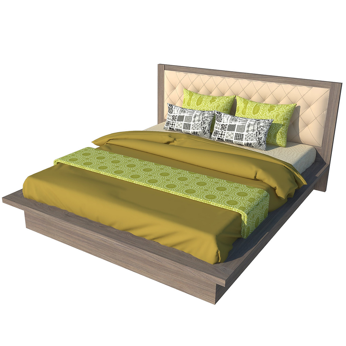 Giường ngủ cao cấp Tundo màu xám 140cm x 200cm