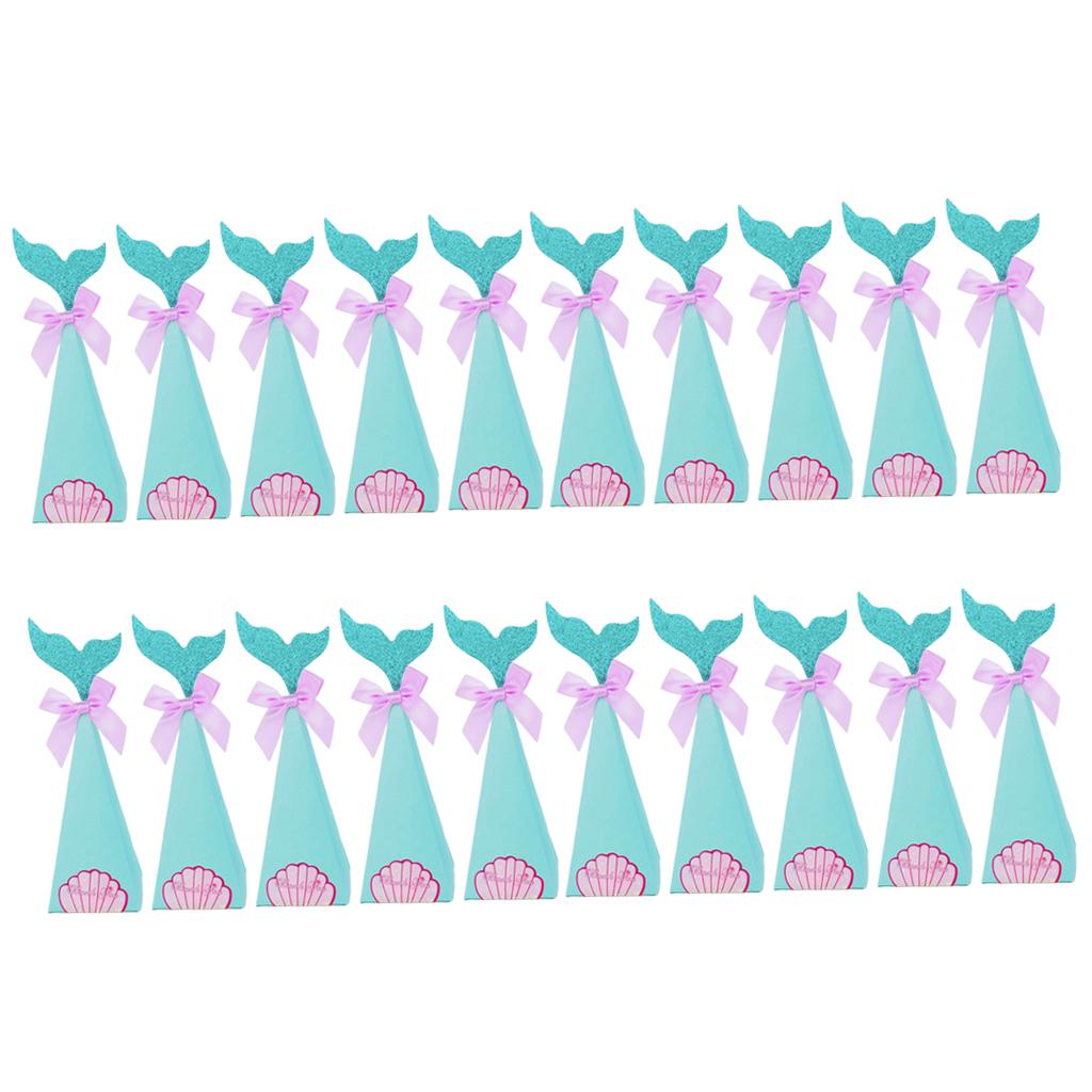 20pcs Creative Triangle Cone Mermaid Bowknot Candy Boxes Party Favor
