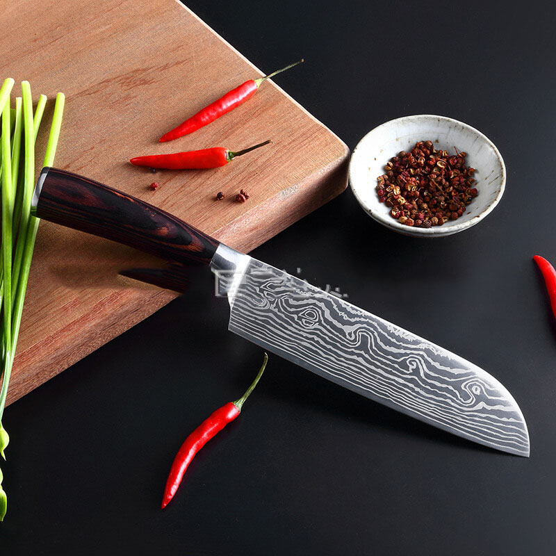 DAO - DAO BẾP NHẬT BẢN SANTOKU THÉP DAMASCUS MÃ GDT116 nt topcomshop vn
