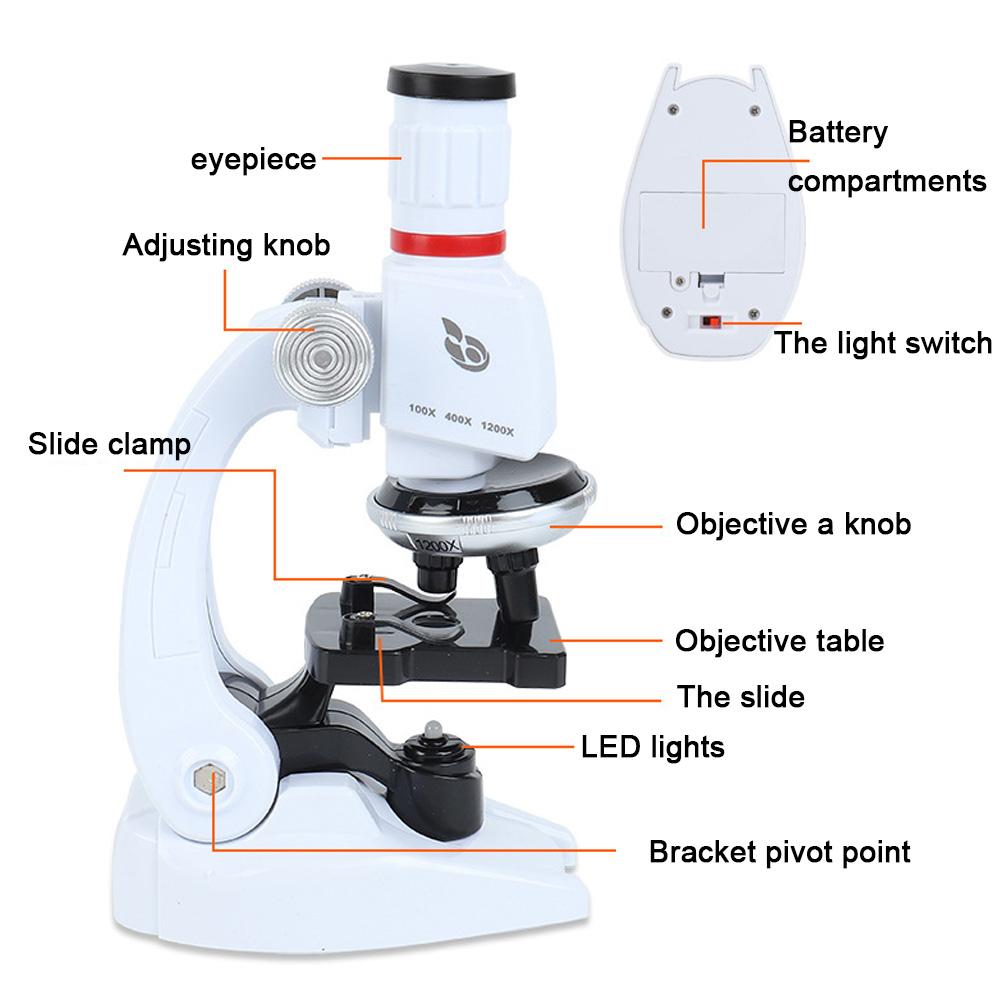 Children's Microscope Suit With Mobile Phone Holder Simulation High Definition 1200 Times Microscope Science And