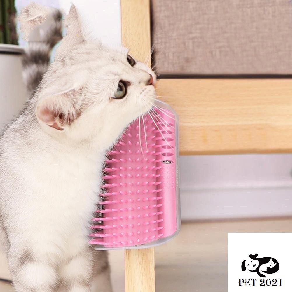 Lược chải lông gãi ngứa gắn tường tự massage rụng cọ má  cho mèo tặng gói catnip