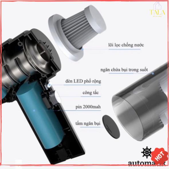 Máy Hút Bụi Cầm Tay Mini Không Dây 6000Mpa Siêu Tiện Lợi, Hút Bụi Xe Ô Tô, Giường Nệm, Hút Lông Chó Mèo Đa Chức Năng