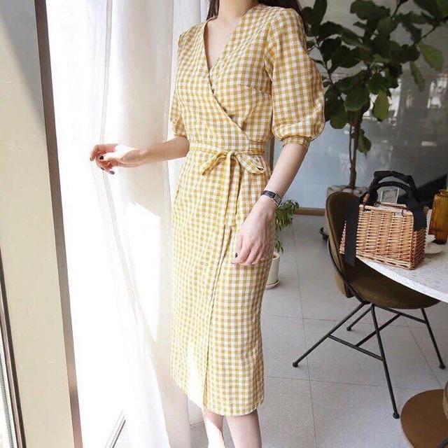 ĐẦM CARO THẮT EO NỮ TÍNH