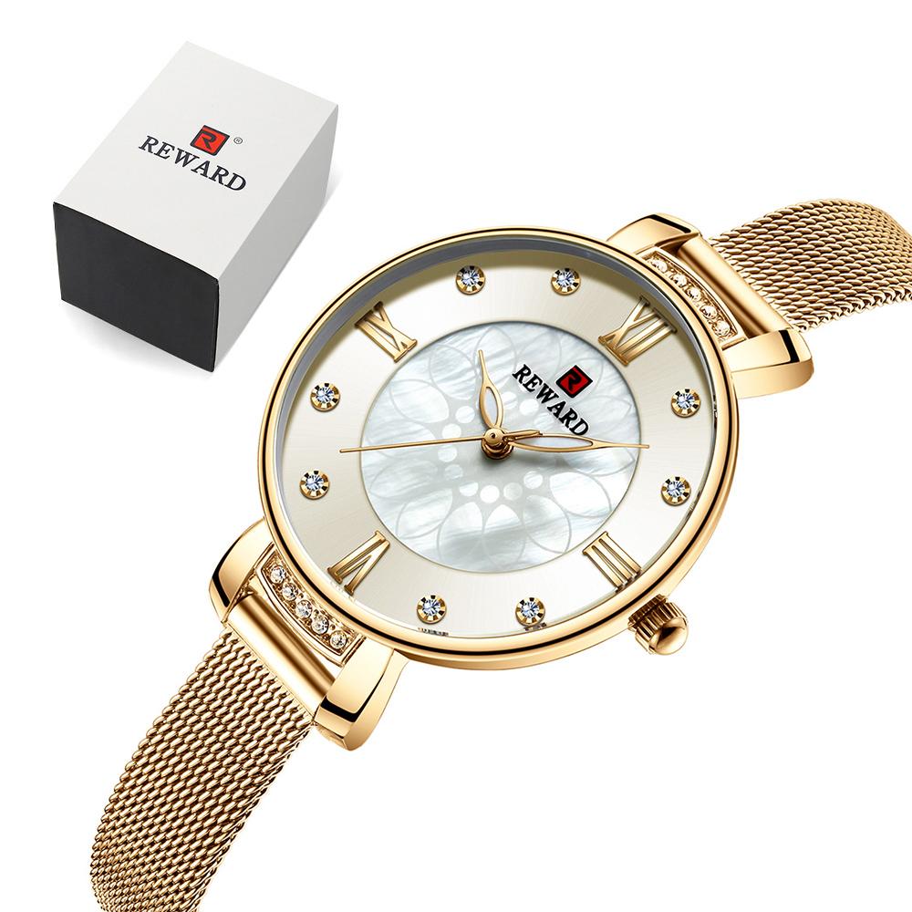 Đồng hồ nữ Quartz Movement Dây đeo bằng thép không gỉ Hiển thị thời gian  chống thấm nước 30M - Màu trắng