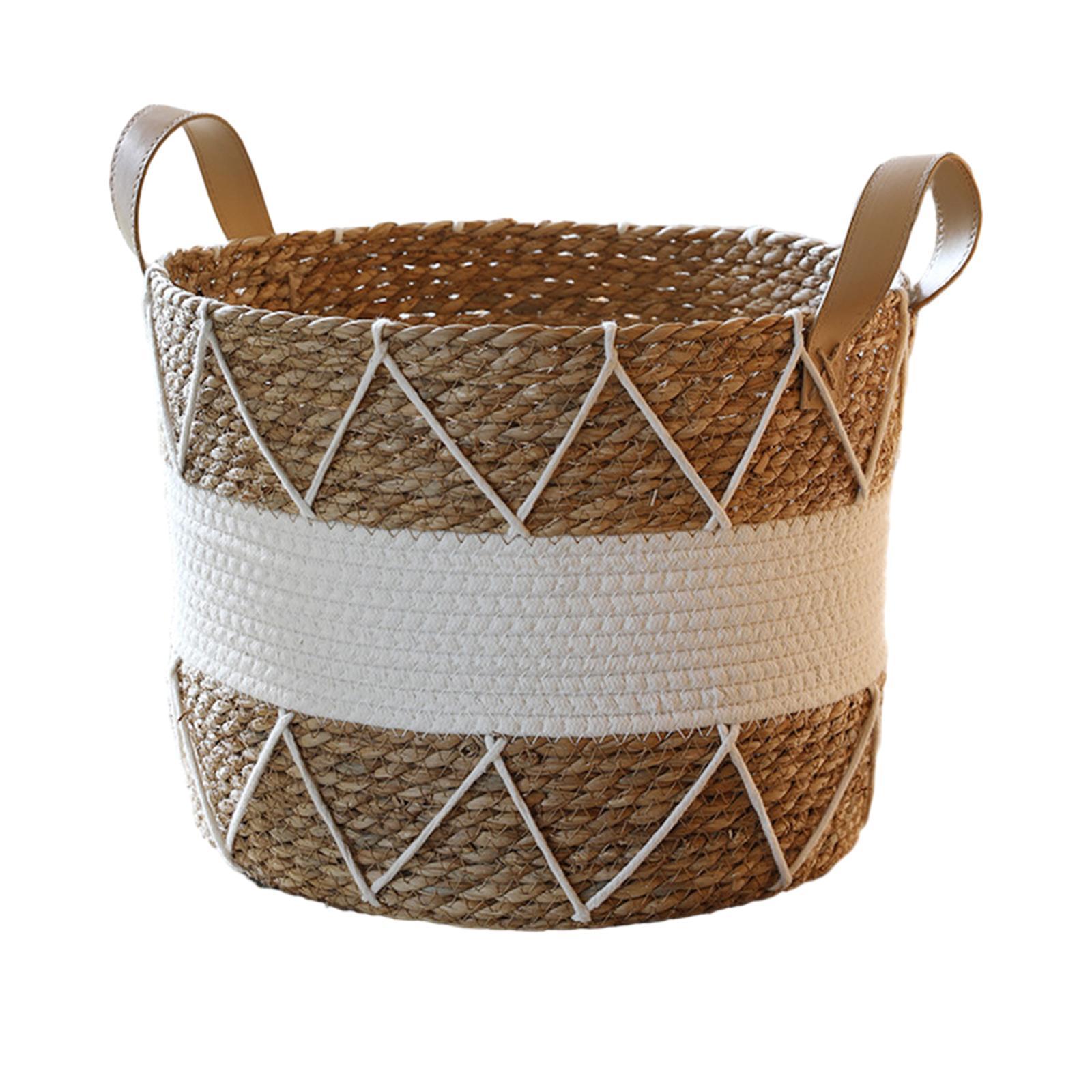 Laundry Hamper, Woven Rope Laundry Basket, Nordic Toys Storage Basket, with Handle, Baby Nursery Hamper for Handbag, Bedding Clothing Closet Toys