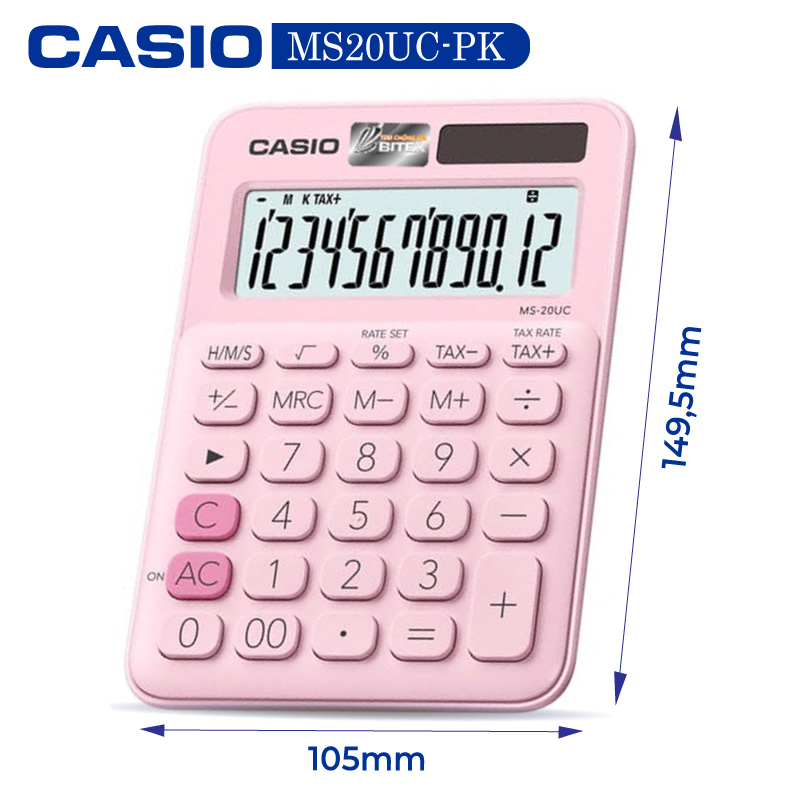 Máy tính Casio MS-20UC, Bảo hành 7 năm - Giao màu ngẫu nhiên - Hàng chính hãng Bitex