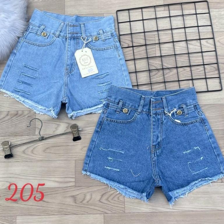 Quần sort jean nữ lưng cao không co giãn