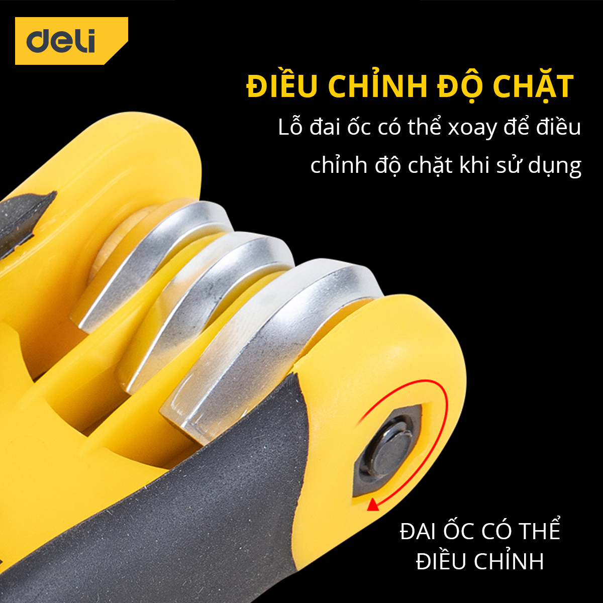 Bộ Lục Giác Gập 8 Chiếc Đầu Bằng Deli - Thiết Kế Nhỏ Gọn Tiện Dụng, Dễ Dàng Tháo Lắp Sửa Chữa DL3598